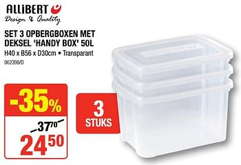 Promoties Set 3 opbergboxen met deksel handy box - Allibert - Geldig van 06/09/2018 tot 23/09/2018 bij HandyHome