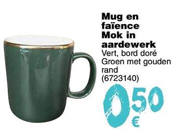 Promoties Mug en faïence mok in aardewerk - Huismerk - Cora - Geldig van 11/09/2018 tot 24/09/2018 bij Cora