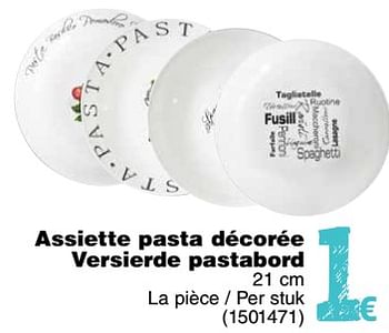Promotions Assiette pasta décorée versierde pastabord - Produit maison - Cora - Valide de 11/09/2018 à 24/09/2018 chez Cora
