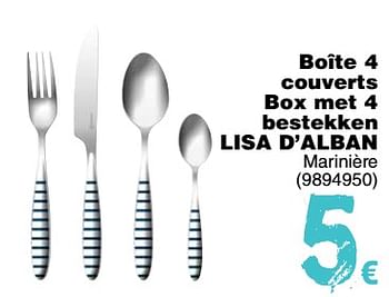 Promoties Boîte 4 couverts box met 4 bestekken - Lisa d'Alban  - Geldig van 11/09/2018 tot 24/09/2018 bij Cora