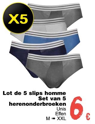 Promotions Lot de 5 slips homme set van 5 herenonderbroeken - Produit maison - Cora - Valide de 11/09/2018 à 24/09/2018 chez Cora