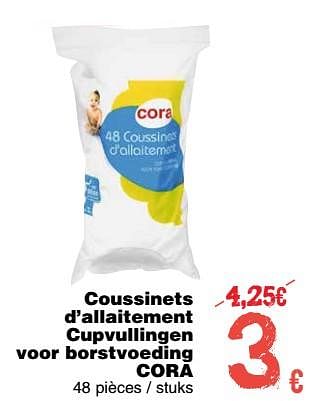 Promoties Coussinets d`allaitement cupvullingen voor borstvoeding - Huismerk - Cora - Geldig van 11/09/2018 tot 24/09/2018 bij Cora
