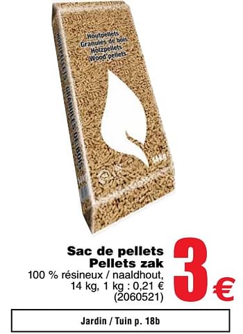 Promotions Sac de pellets pellets zak - Produit maison - Cora - Valide de 11/09/2018 à 24/09/2018 chez Cora