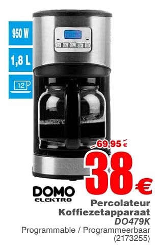 Promotions Domo e percolateur koffiezetapparaat do479k - Domo elektro - Valide de 11/09/2018 à 24/09/2018 chez Cora