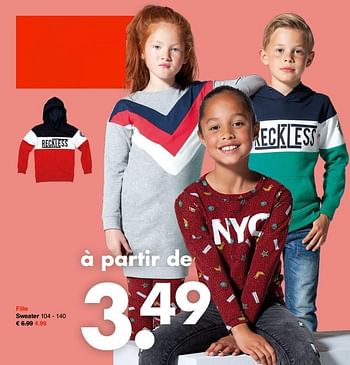 Promoties Fille sweater - Huismerk - Wibra - Geldig van 10/09/2018 tot 22/09/2018 bij Wibra