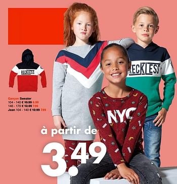 Promotions Garçon sweater - Produit maison - Wibra - Valide de 10/09/2018 à 22/09/2018 chez Wibra