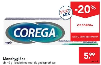 Promoties Mondhygiëne kleefcrème voor de gebitsprothese - Corega - Geldig van 12/09/2018 tot 25/09/2018 bij Makro