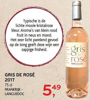 Promoties Gris de rosé 2017 - Rosé wijnen - Geldig van 12/09/2018 tot 25/09/2018 bij Alvo