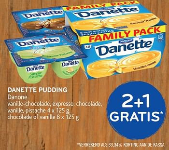 Promoties Danette pudding 2+1 gratis - Danone - Geldig van 12/09/2018 tot 25/09/2018 bij Alvo