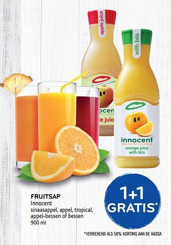 Promotions Fruitsap 1+1 gratis - Innocent - Valide de 12/09/2018 à 25/09/2018 chez Alvo