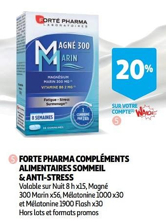 Promotions Forte pharma compléments alimentaires sommeil + anti-stress - Forte pharma - Valide de 04/09/2018 à 22/09/2018 chez Auchan Ronq