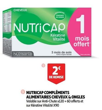 Promoties Nutricap compléments alimentaires cheveux + ongles - nutrisan - Geldig van 04/09/2018 tot 22/09/2018 bij Auchan