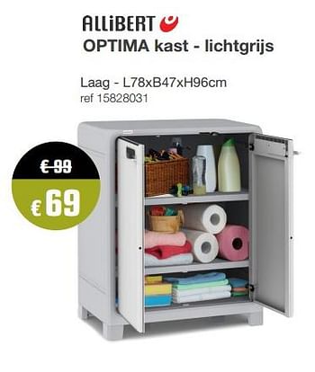 Promoties Optima kast - lichtgrijs - Allibert - Geldig van 20/08/2018 tot 23/09/2018 bij Europoint