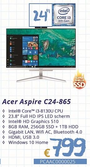 Promoties Acer aspire c24-865 - Acer - Geldig van 01/09/2018 tot 30/09/2018 bij Compudeals