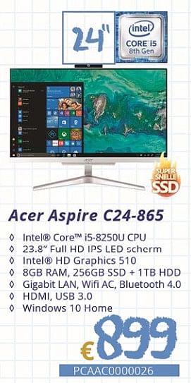 Promoties Acer aspire c24-865 - Acer - Geldig van 01/09/2018 tot 30/09/2018 bij Compudeals