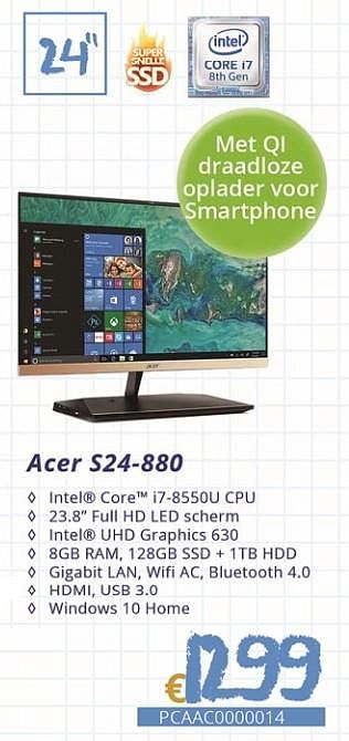 Promoties Acer aspire s24-880 - Acer - Geldig van 01/09/2018 tot 30/09/2018 bij Compudeals