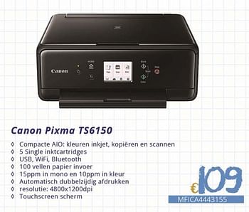 Promoties Canon pixma ts6150 - Canon - Geldig van 01/09/2018 tot 30/09/2018 bij Compudeals