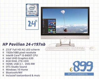 Promoties Hp pavilion 24-r197nb - HP - Geldig van 01/09/2018 tot 30/09/2018 bij Compudeals