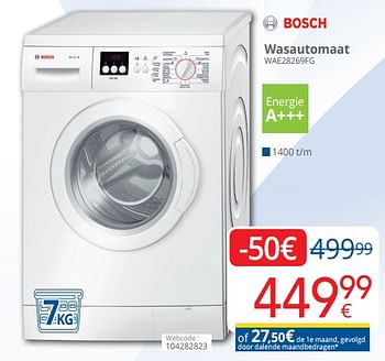 Promoties Bosch wasautomaat wae28269fg - Bosch - Geldig van 01/09/2018 tot 30/09/2018 bij Eldi