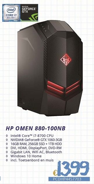Promoties Hp omen 880-100nb - HP - Geldig van 01/09/2018 tot 30/09/2018 bij Compudeals