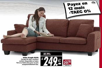 Promoties Salon d`angle kaya - Huismerk - Seats and Sofas - Geldig van 23/09/2018 tot 29/09/2018 bij Seats and Sofas
