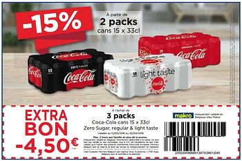 Promotions -15% 2 packs coca-cola - Coca Cola - Valide de 12/09/2018 à 25/09/2018 chez Makro