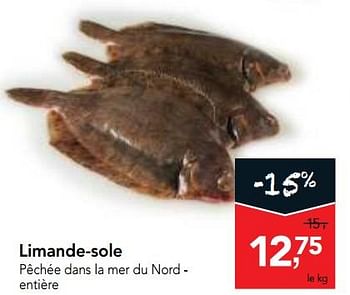 Promotions Limande-sole pêchée dans la mer du nord - Produit maison - Makro - Valide de 12/09/2018 à 25/09/2018 chez Makro