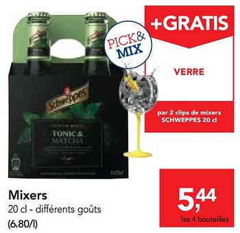 Promotions Mixers - Schweppes - Valide de 12/09/2018 à 25/09/2018 chez Makro