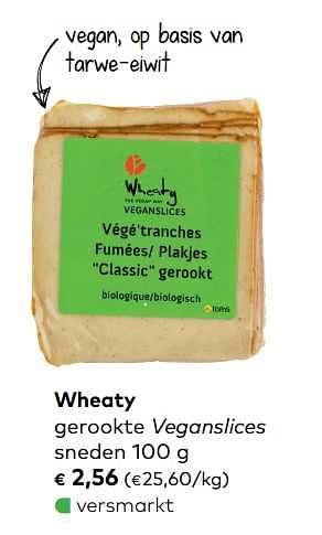 Promotions Wheaty gerookte veganslices sneden - Wheaty - Valide de 05/09/2018 à 02/10/2018 chez Bioplanet