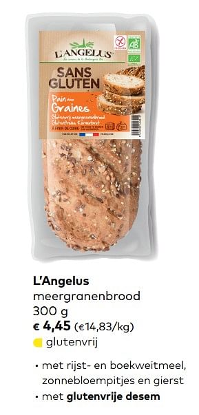 Promotions L`angelus meergranenbrood - L'Angelus - Valide de 05/09/2018 à 02/10/2018 chez Bioplanet