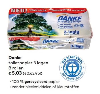 Promoties Danke toiletpapier - Danke - Geldig van 05/09/2018 tot 02/10/2018 bij Bioplanet