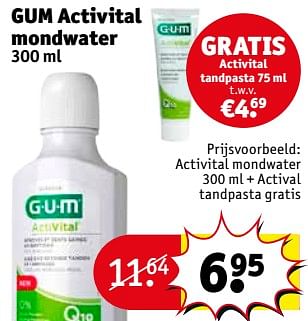 Promoties Activital mondwater + actival tandpasta gratis - GUM - Geldig van 11/09/2018 tot 23/09/2018 bij Kruidvat