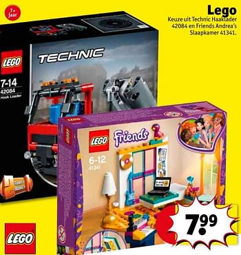 Promoties Lego keuze uit technic haaklader 42084 en friends andrea`s slaapkamer 41341 - Lego - Geldig van 11/09/2018 tot 23/09/2018 bij Kruidvat