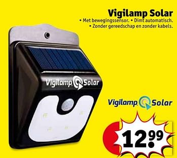 Verschillende goederen details oplichterij Huismerk - Kruidvat Vigilamp solar - Promotie bij Kruidvat