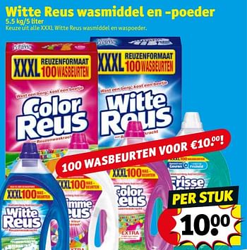 Promoties Witte reus wasmiddel en -poeder - Witte reus - Geldig van 11/09/2018 tot 23/09/2018 bij Kruidvat