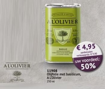 Promoties Olijfolie met basilicum, a l`olivier - A L'Olivier - Geldig van 01/09/2018 tot 26/02/2019 bij Bofrost
