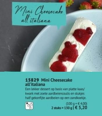 Promotions Mini cheesecake all italiana - Produit maison - Bofrost - Valide de 01/09/2018 à 26/02/2019 chez Bofrost