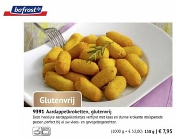 Promotions Aardappelkroketten,glutenvrij - Produit maison - Bofrost - Valide de 01/09/2018 à 26/02/2019 chez Bofrost