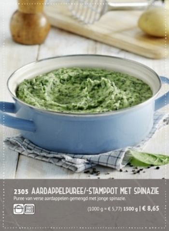 Promotions Aardappelpuree-stamppot met spinazie - Produit maison - Bofrost - Valide de 01/09/2018 à 26/02/2019 chez Bofrost