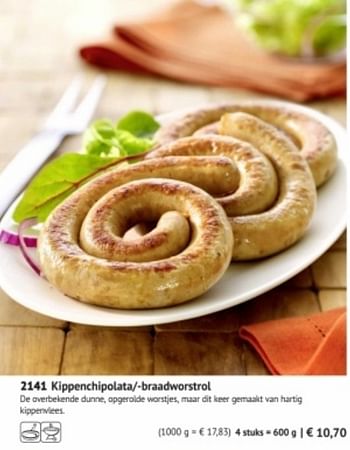 Promotions Kippenchipolata - braadworstrol - Produit maison - Bofrost - Valide de 01/09/2018 à 26/02/2019 chez Bofrost