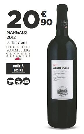 Promotions Margaux 2012 durfort vivens - Vins rouges - Valide de 04/09/2018 à 18/09/2018 chez Géant Casino