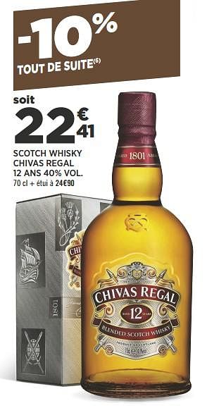 Promoties Scotch whisky chivas regal 12 ans - Chivas Regal - Geldig van 04/09/2018 tot 18/09/2018 bij Géant Casino