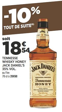 Promoties Tennesse whisky honey jack daniel`s - Jack Daniel's - Geldig van 04/09/2018 tot 18/09/2018 bij Géant Casino