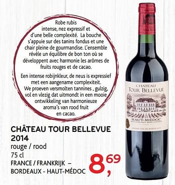 Promotions Château tour bellevue 2014 - Vins rouges - Valide de 12/09/2018 à 25/09/2018 chez Alvo