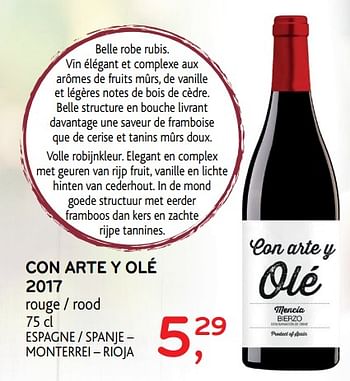 Promoties Con arte y olé 2017 - Rode wijnen - Geldig van 12/09/2018 tot 25/09/2018 bij Alvo