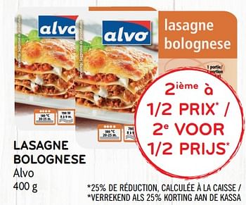 Promotions Lasagne bolognese - Produit maison - Alvo - Valide de 12/09/2018 à 25/09/2018 chez Alvo