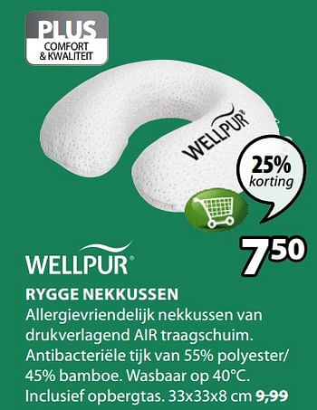 Promoties Rygge nekkussen - Wellpur - Geldig van 10/09/2018 tot 23/09/2018 bij Jysk