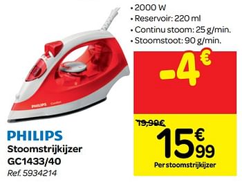 Promotions Philips stoomstrijkijzer gc1433-40 - Philips - Valide de 12/09/2018 à 24/09/2018 chez Carrefour