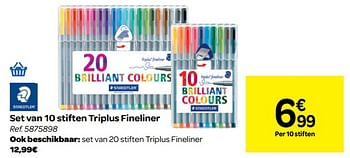 Promoties Set van 10 stiften triplus fineliner - Staedtler - Geldig van 12/09/2018 tot 24/09/2018 bij Carrefour
