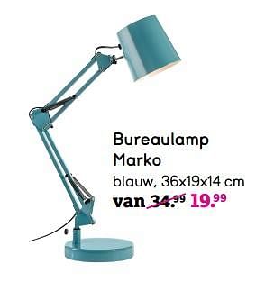 Promoties Bureaulamp marko blauw - Huismerk - Leen Bakker - Geldig van 10/09/2018 tot 23/09/2018 bij Leen Bakker